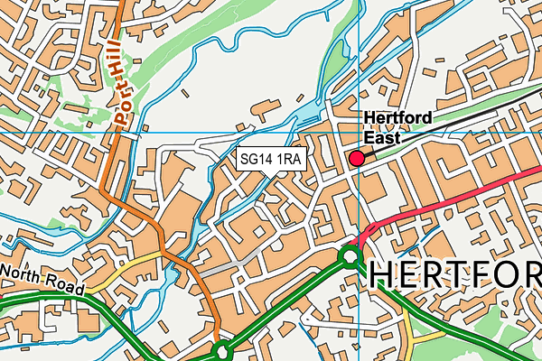 SG14 1RA map - OS VectorMap District (Ordnance Survey)