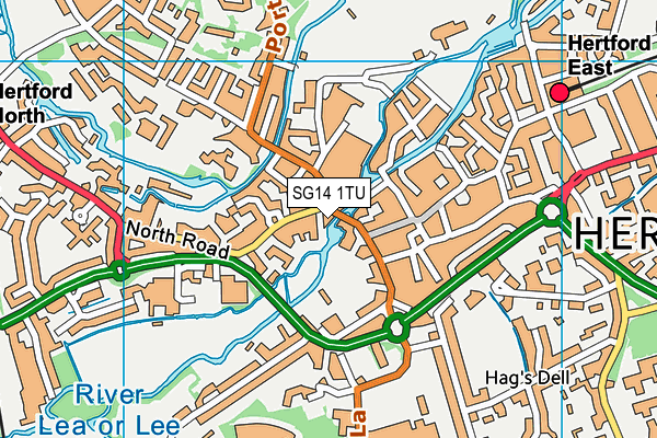 SG14 1TU map - OS VectorMap District (Ordnance Survey)