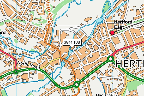 SG14 1UB map - OS VectorMap District (Ordnance Survey)