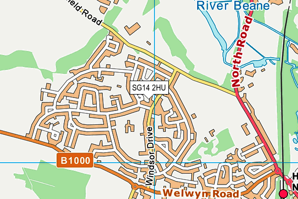 SG14 2HU map - OS VectorMap District (Ordnance Survey) SG14 2HU map - OS VectorMap District (Ordnance Survey)
