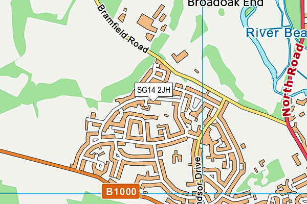 SG14 2JH map - OS VectorMap District (Ordnance Survey)