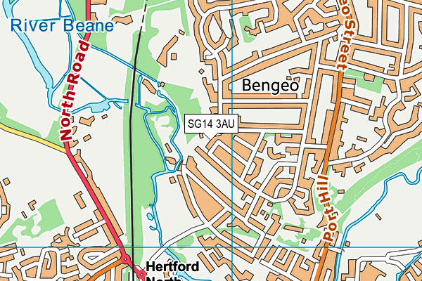 SG14 3AU map - OS VectorMap District (Ordnance Survey)
