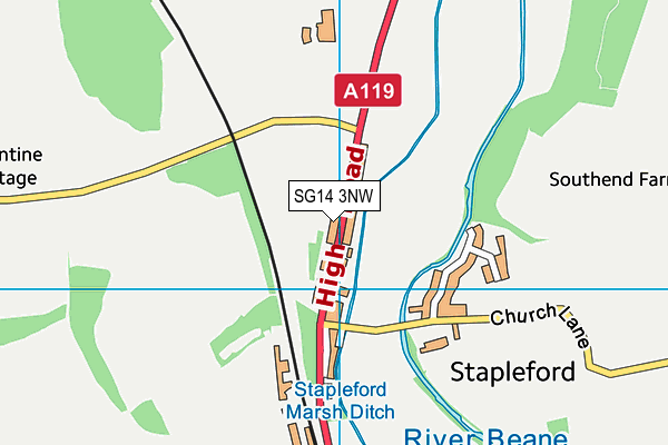 SG14 3NW map - OS VectorMap District (Ordnance Survey)