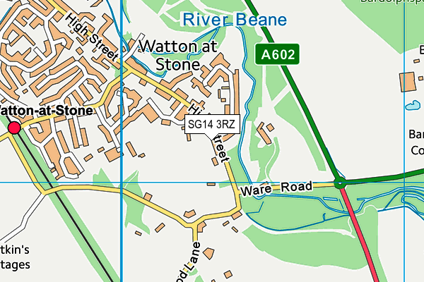 SG14 3RZ map - OS VectorMap District (Ordnance Survey)