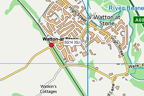 SG14 3SJ map - OS VectorMap District (Ordnance Survey)