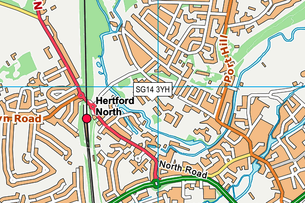 SG14 3YH map - OS VectorMap District (Ordnance Survey)