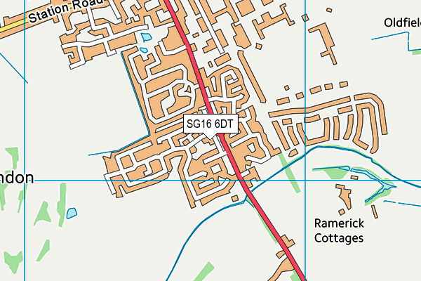 SG16 6DT map - OS VectorMap District (Ordnance Survey)