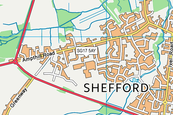 SG17 5AY map - OS VectorMap District (Ordnance Survey) SG17 5AY map - OS VectorMap District (Ordnance Survey)