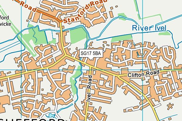SG17 5BA map - OS VectorMap District (Ordnance Survey) SG17 5BA map - OS VectorMap District (Ordnance Survey)