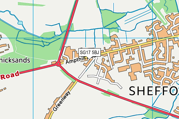 SG17 5BJ map - OS VectorMap District (Ordnance Survey)