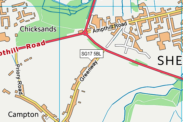 SG17 5BL map - OS VectorMap District (Ordnance Survey) SG17 5BL map - OS VectorMap District (Ordnance Survey)