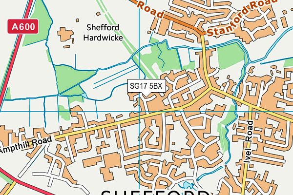 SG17 5BX map - OS VectorMap District (Ordnance Survey) SG17 5BX map - OS VectorMap District (Ordnance Survey)