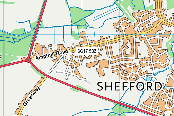 SG17 5BZ map - OS VectorMap District (Ordnance Survey) SG17 5BZ map - OS VectorMap District (Ordnance Survey)