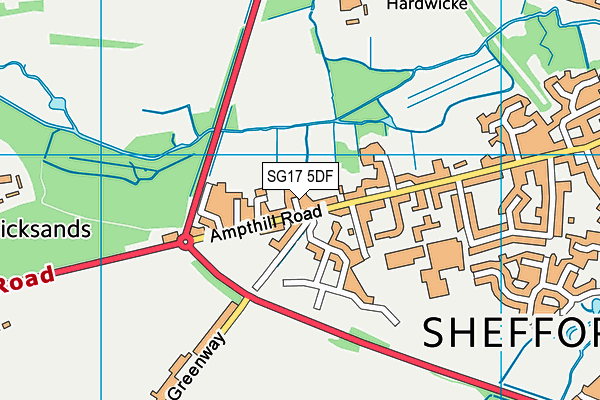SG17 5DF map - OS VectorMap District (Ordnance Survey)