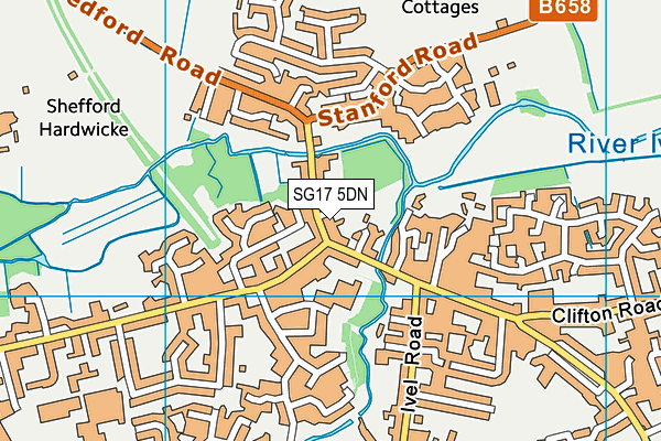 SG17 5DN map - OS VectorMap District (Ordnance Survey) SG17 5DN map - OS VectorMap District (Ordnance Survey)