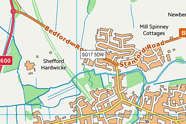SG17 5DW map - OS VectorMap District (Ordnance Survey) SG17 5DW map - OS VectorMap District (Ordnance Survey)