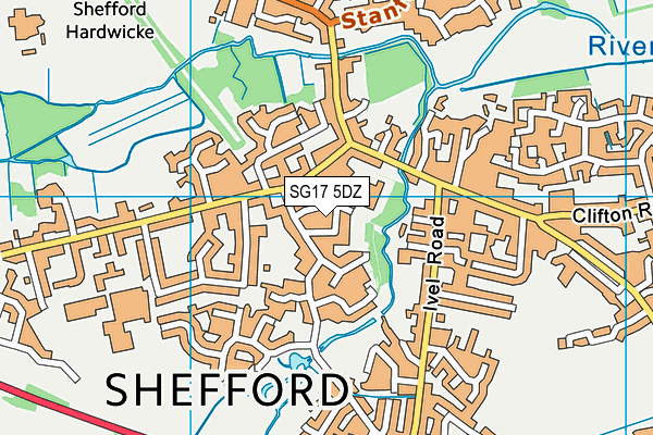 SG17 5DZ map - OS VectorMap District (Ordnance Survey)