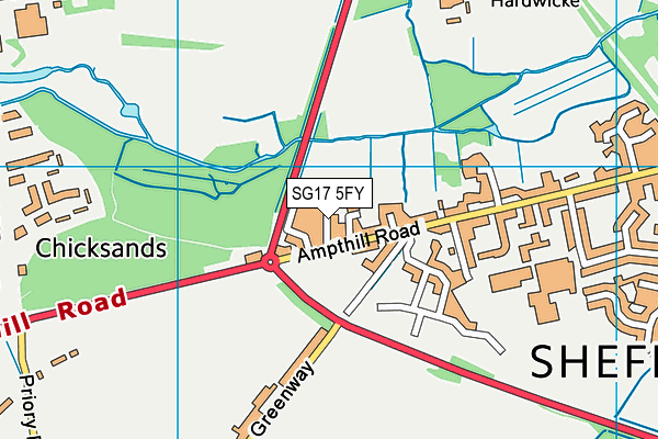 SG17 5FY map - OS VectorMap District (Ordnance Survey) SG17 5FY map - OS VectorMap District (Ordnance Survey)