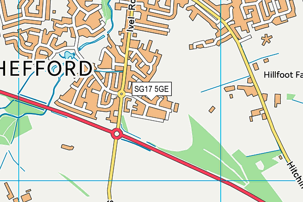 SG17 5GE map - OS VectorMap District (Ordnance Survey)