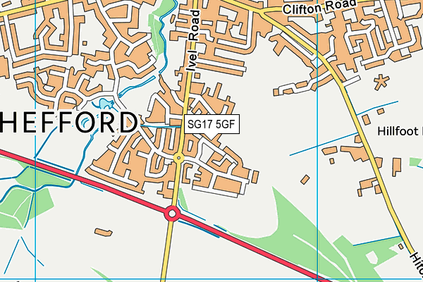 SG17 5GF map - OS VectorMap District (Ordnance Survey)