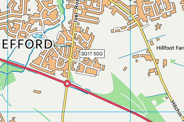 SG17 5GG map - OS VectorMap District (Ordnance Survey)