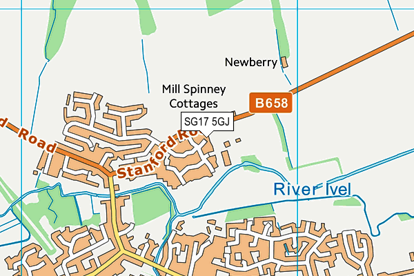 SG17 5GJ map - OS VectorMap District (Ordnance Survey) SG17 5GJ map - OS VectorMap District (Ordnance Survey)
