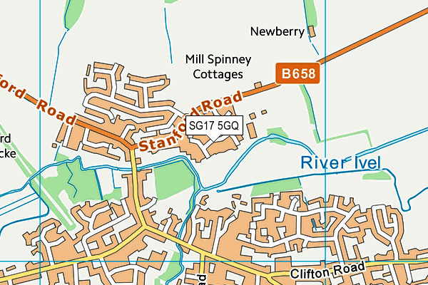 SG17 5GQ map - OS VectorMap District (Ordnance Survey) SG17 5GQ map - OS VectorMap District (Ordnance Survey)