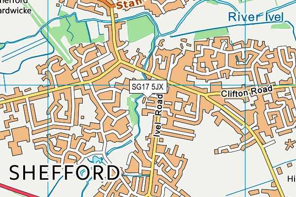 SG17 5JX map - OS VectorMap District (Ordnance Survey) SG17 5JX map - OS VectorMap District (Ordnance Survey)