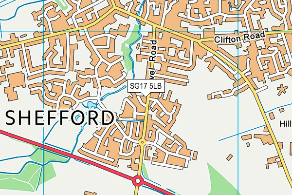 SG17 5LB map - OS VectorMap District (Ordnance Survey)