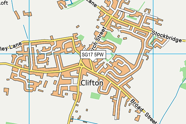 SG17 5PW map - OS VectorMap District (Ordnance Survey) SG17 5PW map - OS VectorMap District (Ordnance Survey)
