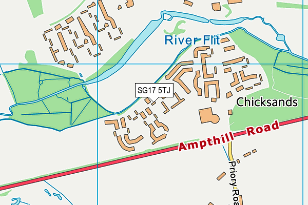 SG17 5TJ map - OS VectorMap District (Ordnance Survey) SG17 5TJ map - OS VectorMap District (Ordnance Survey)