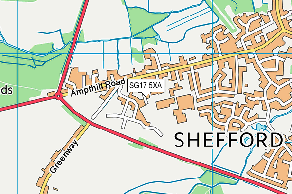 SG17 5XA map - OS VectorMap District (Ordnance Survey) SG17 5XA map - OS VectorMap District (Ordnance Survey)