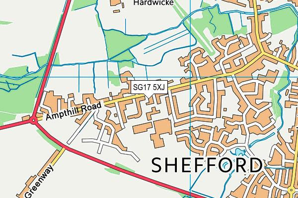 SG17 5XJ map - OS VectorMap District (Ordnance Survey) SG17 5XJ map - OS VectorMap District (Ordnance Survey)