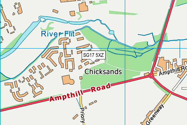 SG17 5XZ map - OS VectorMap District (Ordnance Survey) SG17 5XZ map - OS VectorMap District (Ordnance Survey)