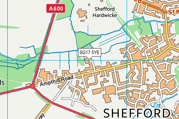 SG17 5YE map - OS VectorMap District (Ordnance Survey) SG17 5YE map - OS VectorMap District (Ordnance Survey)