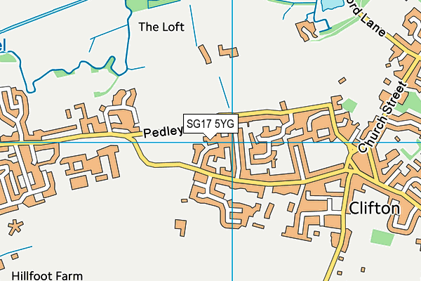 SG17 5YG map - OS VectorMap District (Ordnance Survey)