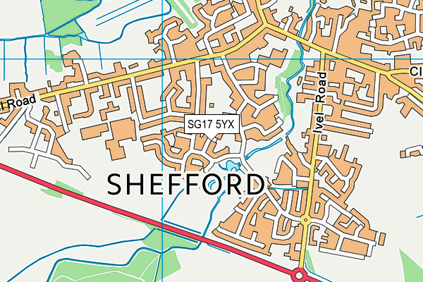 SG17 5YX map - OS VectorMap District (Ordnance Survey) SG17 5YX map - OS VectorMap District (Ordnance Survey)
