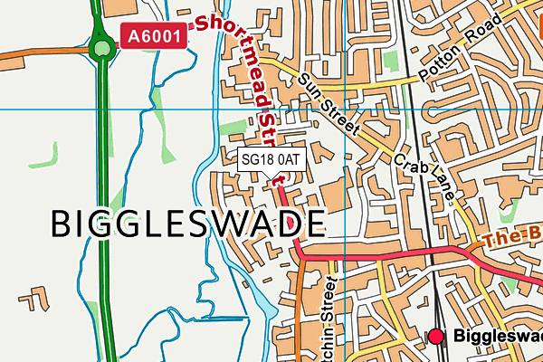 SG18 0AT map - OS VectorMap District (Ordnance Survey)