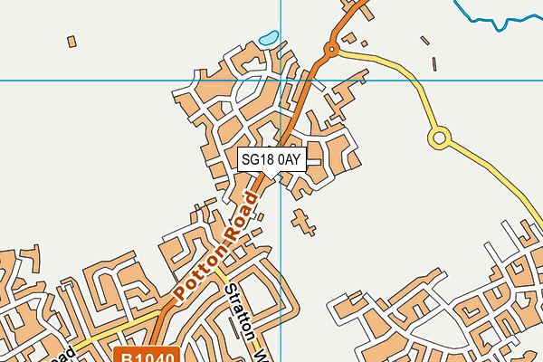SG18 0AY map - OS VectorMap District (Ordnance Survey) SG18 0AY map - OS VectorMap District (Ordnance Survey)