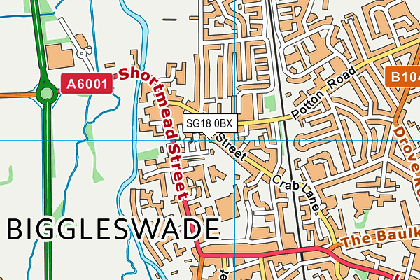 SG18 0BX map - OS VectorMap District (Ordnance Survey) SG18 0BX map - OS VectorMap District (Ordnance Survey)
