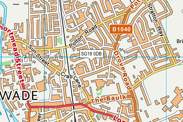 SG18 0DB map - OS VectorMap District (Ordnance Survey) SG18 0DB map - OS VectorMap District (Ordnance Survey)