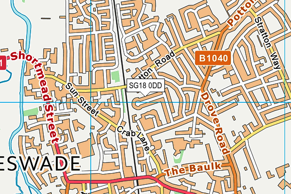 SG18 0DD map - OS VectorMap District (Ordnance Survey) SG18 0DD map - OS VectorMap District (Ordnance Survey)