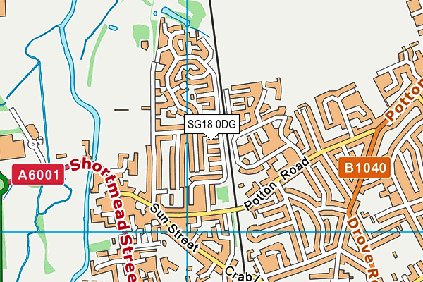 SG18 0DG map - OS VectorMap District (Ordnance Survey) SG18 0DG map - OS VectorMap District (Ordnance Survey)