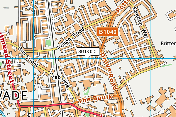 SG18 0DL map - OS VectorMap District (Ordnance Survey) SG18 0DL map - OS VectorMap District (Ordnance Survey)