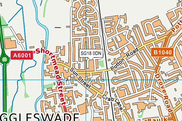 SG18 0DN map - OS VectorMap District (Ordnance Survey) SG18 0DN map - OS VectorMap District (Ordnance Survey)