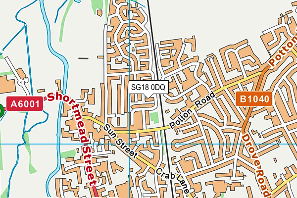 SG18 0DQ map - OS VectorMap District (Ordnance Survey) SG18 0DQ map - OS VectorMap District (Ordnance Survey)