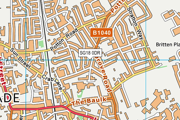 SG18 0DR map - OS VectorMap District (Ordnance Survey) SG18 0DR map - OS VectorMap District (Ordnance Survey)