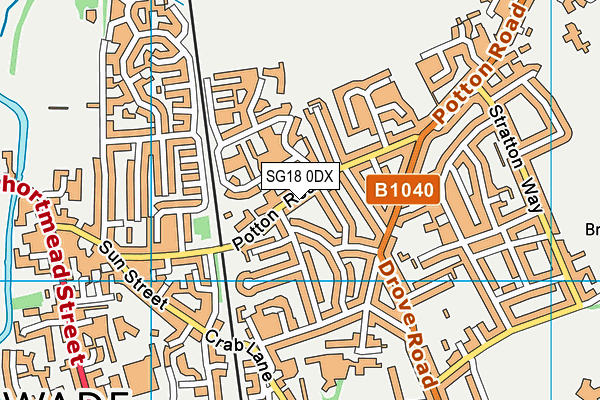 SG18 0DX map - OS VectorMap District (Ordnance Survey)