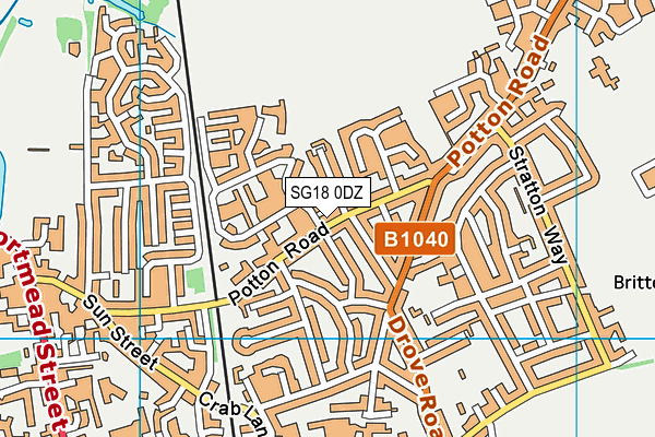 SG18 0DZ map - OS VectorMap District (Ordnance Survey)