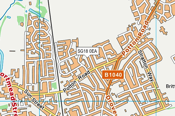 SG18 0EA map - OS VectorMap District (Ordnance Survey) SG18 0EA map - OS VectorMap District (Ordnance Survey)